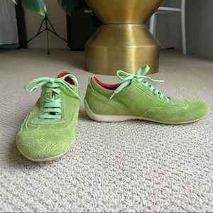 Sabelt green suede athletic shoes, size 37, Italian design.